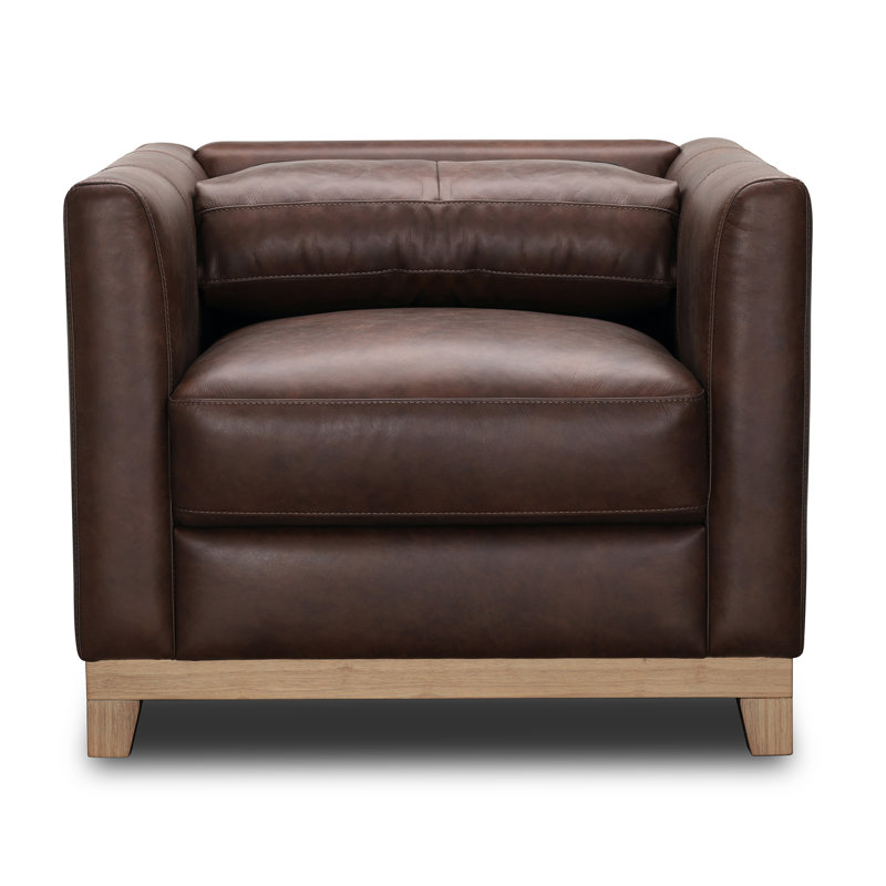 Birch Lane™ Jacobs 34.6'' Wide Genuine Leather Top Grain Leather Club